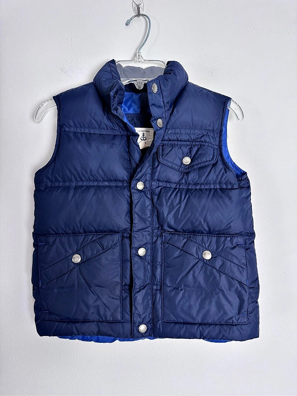 Lands' End Boys' Puffer Vest Blue Size Medium 5/6